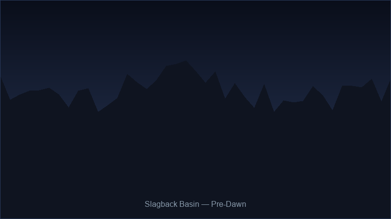 Slagback Basin before dawn — overlooking the basin lake
